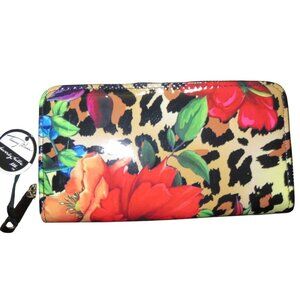 Timmy Woods Beverly Hills Floral Patent leather accordion long wallet